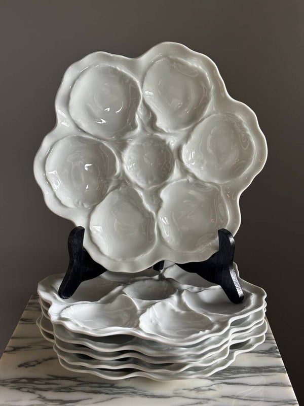 6 Porseleinen oesterborden Limoges france - 6 Porcelain oyster plates Limoges France