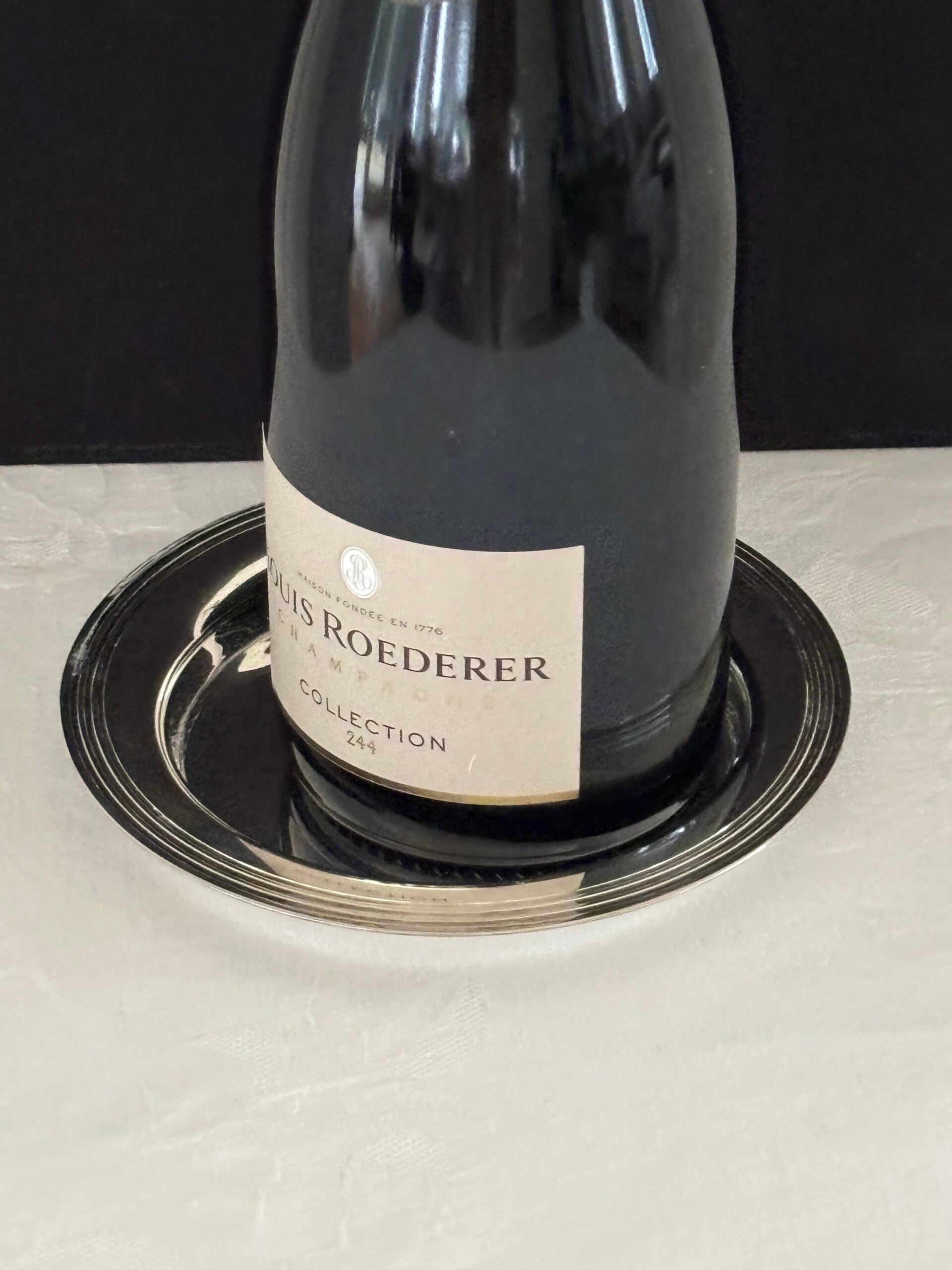 Elegante verzilverde flesonderzetter Ercuis - Elegant silver-plated bottle coaster by Ercuis