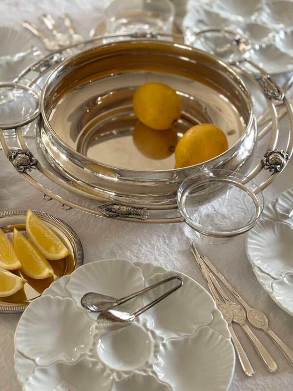 Grote verzilverde seafood schaal - Large silver-plated seafood platter