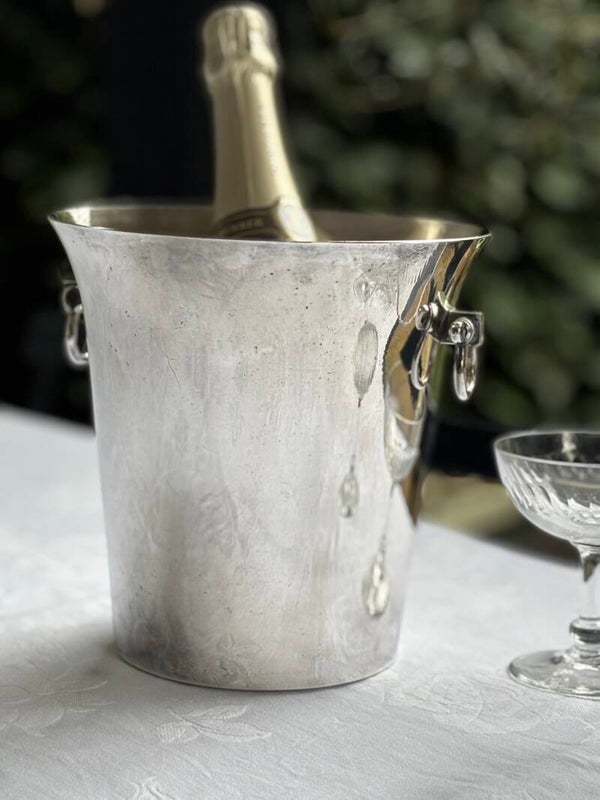Verzilverde Champagnekoeler nautische handvatten - Silver-plated Champagne cooler nautical handles