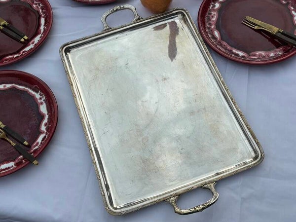 Klassiek Frans verzilverd dienblad - Classic French silver-plated serving tray