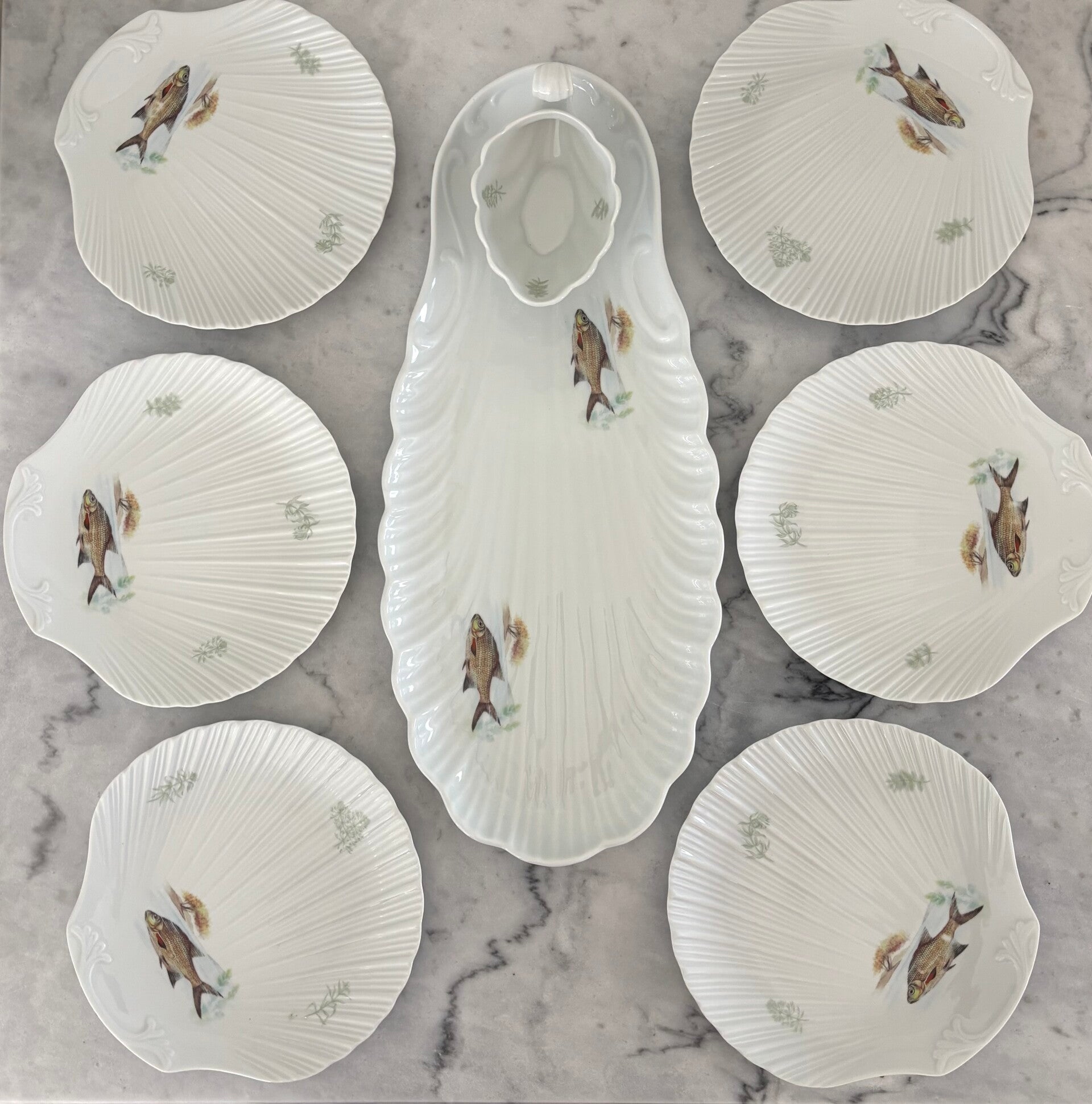 6-Persoons porseleinen set van Porcelaine de Sologne - 6-Person porcelain set by Porcelaine de Sologne