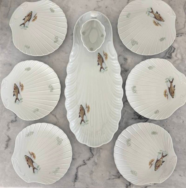 6-Persoons porseleinen set van Porcelaine de Sologne - 6-Person porcelain set by Porcelaine de Sologne