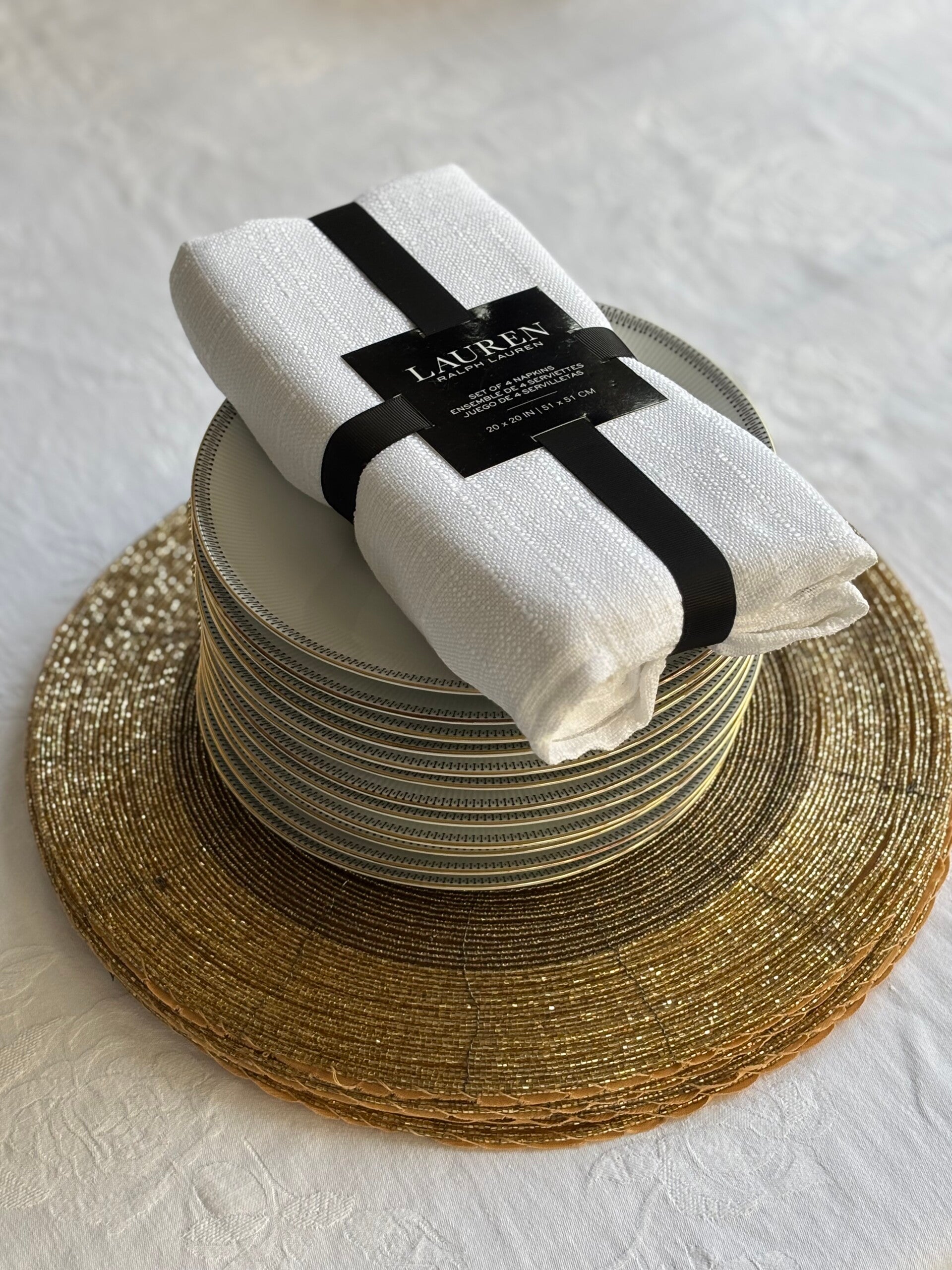 4 vintage goudkleurige placemats - 4 vintage gold-colored placemats