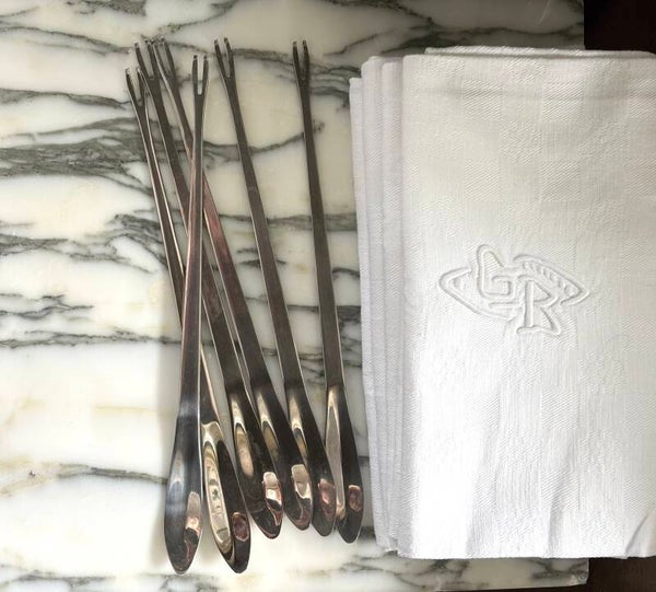 Set van 6 lange kreeftenvorken - Set of 6 long stainless steel lobster forks