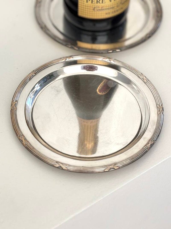 Verzilverd bordje / flesonderzetter - Silver-plated plate / bottle coaster