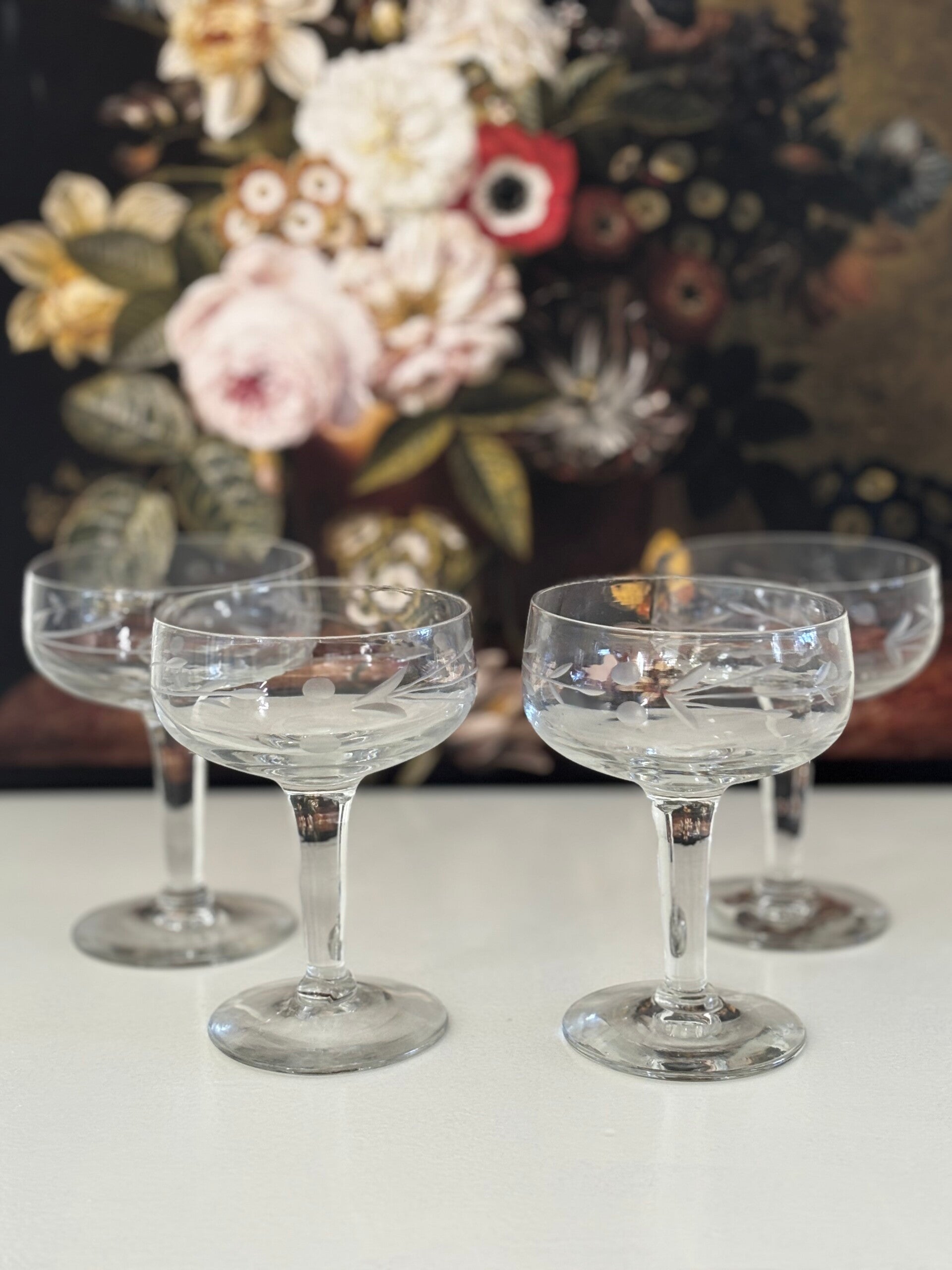 Set van 4 antieke Champagnecoupes - Set of 4 antique champagne coupes