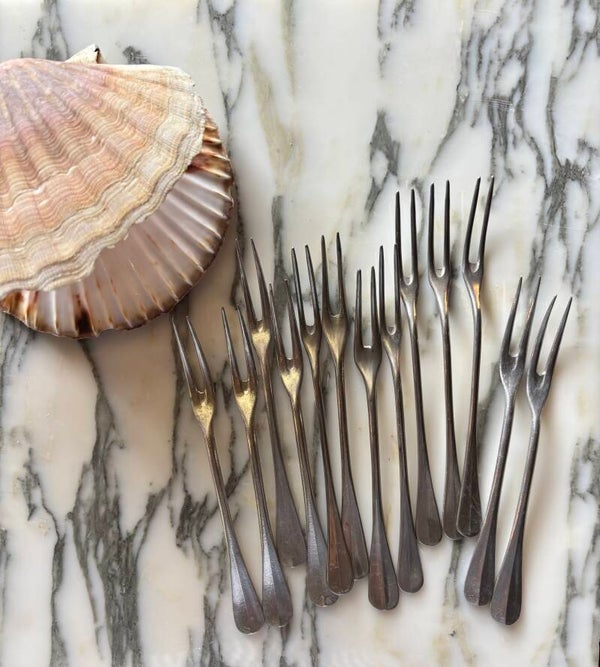 Set van 11 seafood vorkjes - Set of 11 metal seafood forks