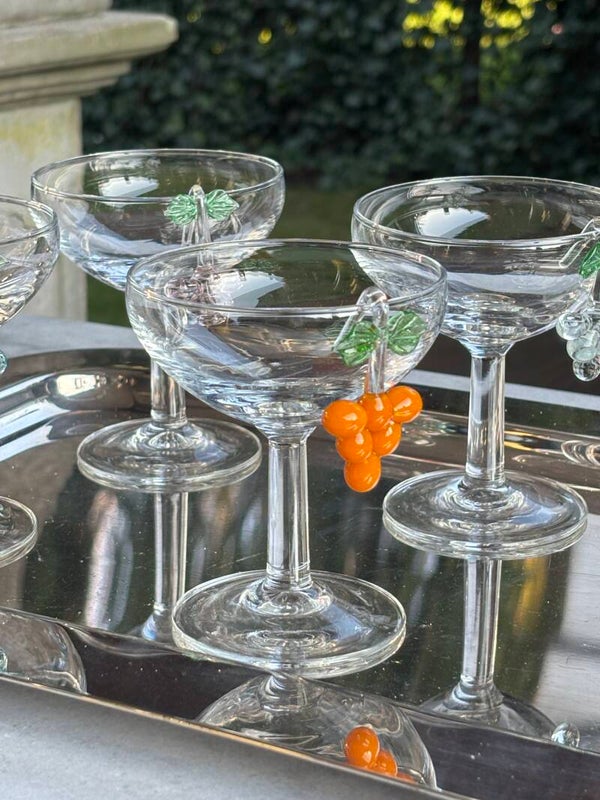 Set van 6 glazen glasmarkers - Set of 6 glass markers