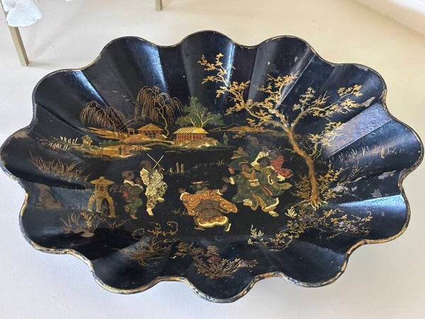 Antieke Franse papier-maché broodmand uit de Napoleon III-periode - Antique French papier-mâché bread basket from the Napoleon III period