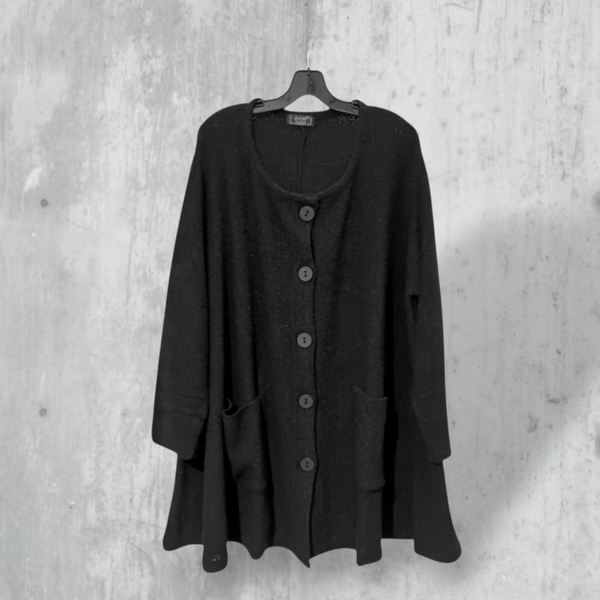 Strick Jacke lang, in modischer A-Linie in schwarz