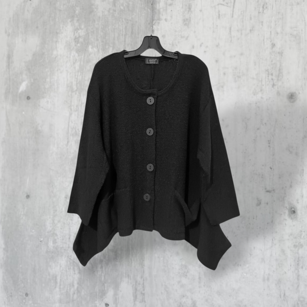 Strick Jacke kurz, in modischer A-Linie in schwarz