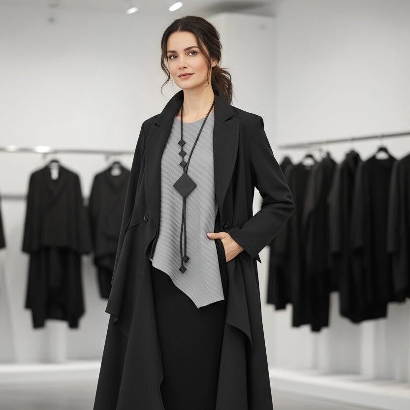 Plissee Top "Dali" mit asymetrischem Verlauf in silbergrau