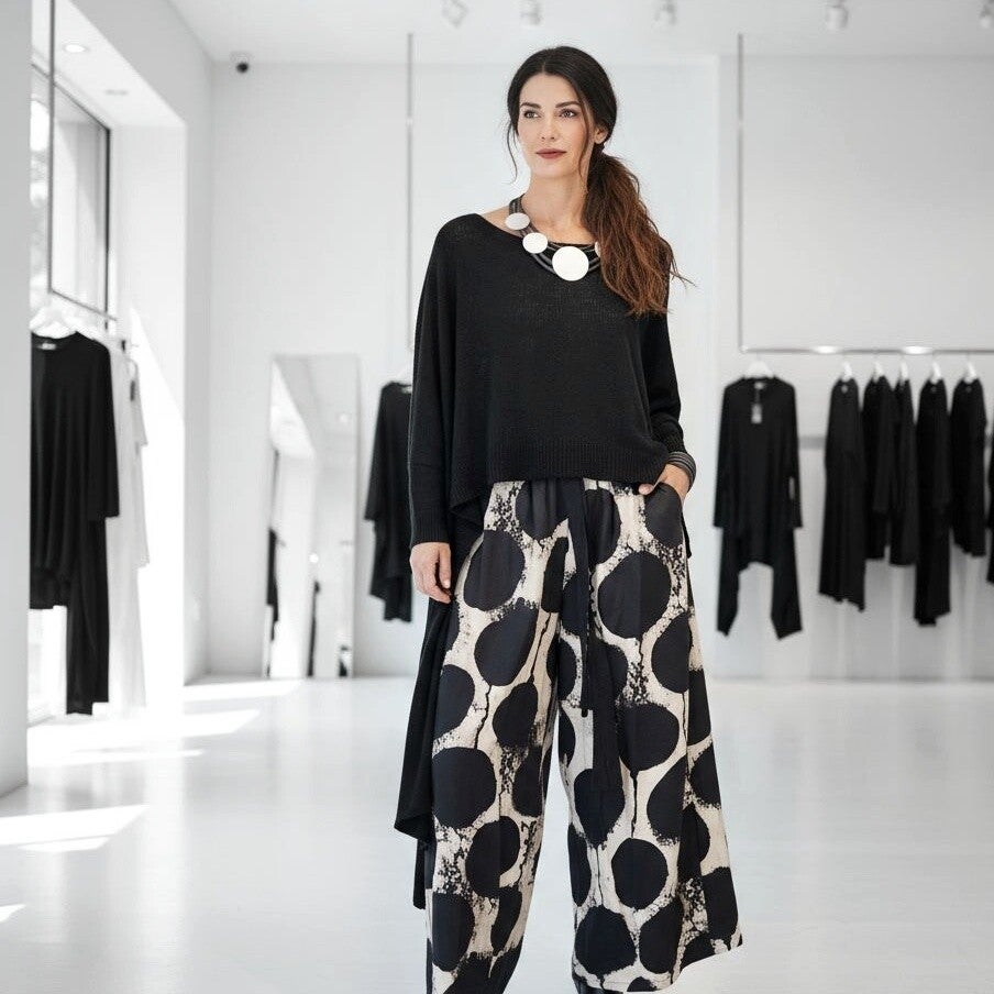 Palazzo Hose in Tulpenform mit Gummibund und weitem Bein