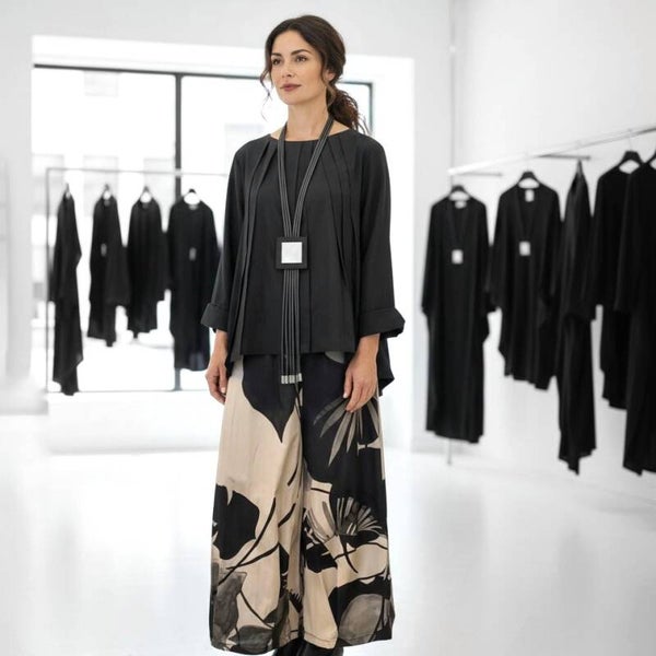 Palazzo Hose in Tulpenform mit Gummibund und weitem Bein