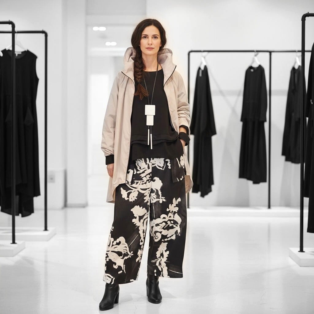 Palazzo Hose in Tulpenform mit Gummibund und weitem Bein