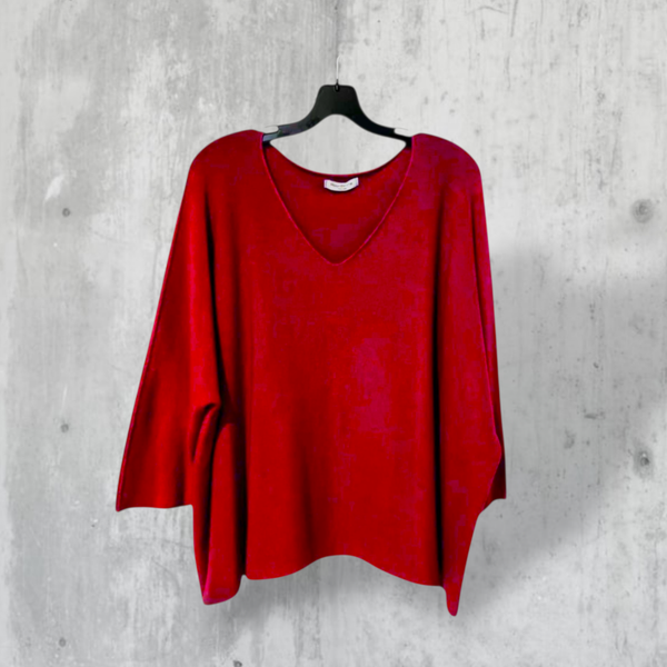 Strick Pulli in gemütlicher A-Linie in rot