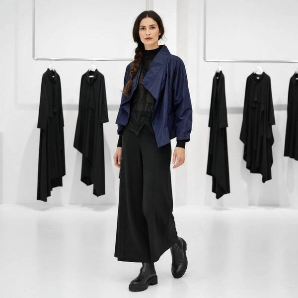 Taft Jacke "Ikuto" mit Stehkragen und seitlichem Knopf in mitternachtsblau