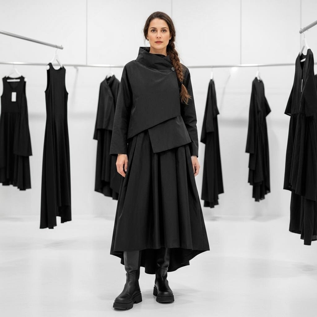 Taft Jacke "Ikuto"mit Stehkragen und seitlichem Knopf in schwarz