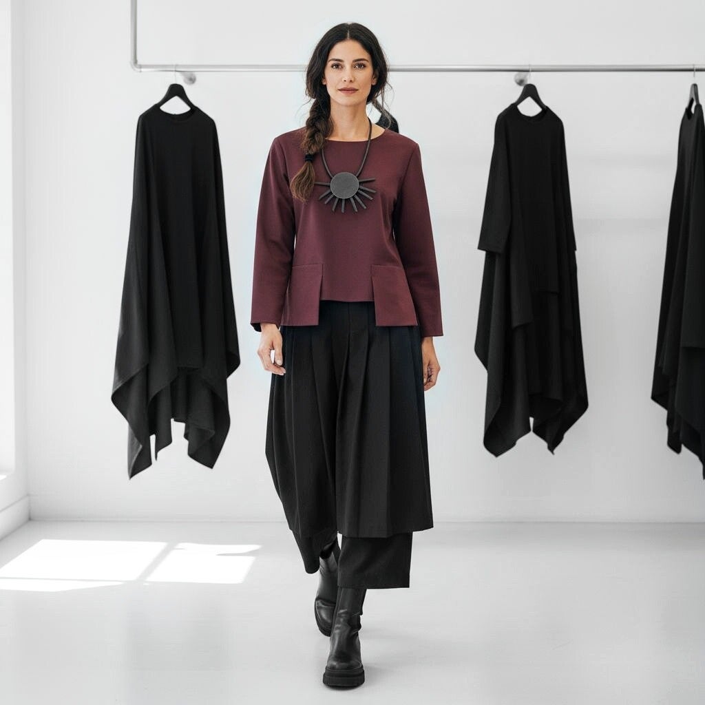 kurzes Oberteil mit pfiffigen Ziertaschen im Vorderbereich in bordeaux