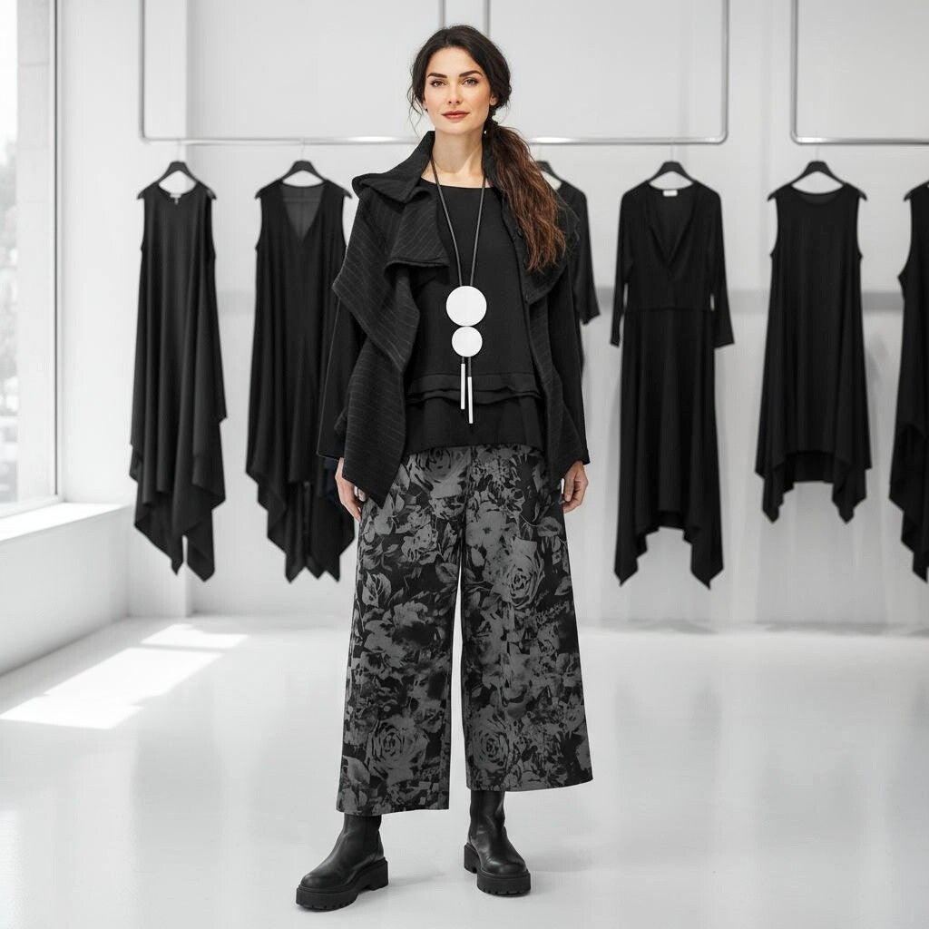 extravagante Weste mit feinen Nadelstreifen in schwarz