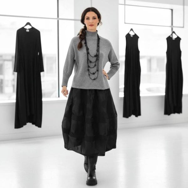 Strick Pulli aus Viskosemischfaser mit Rolli in hellgrau