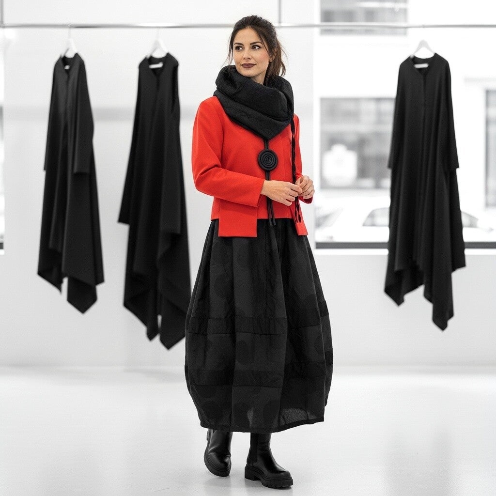 kurzes Oberteil mit pfiffigen Ziertaschen im Vorderbereich in rot