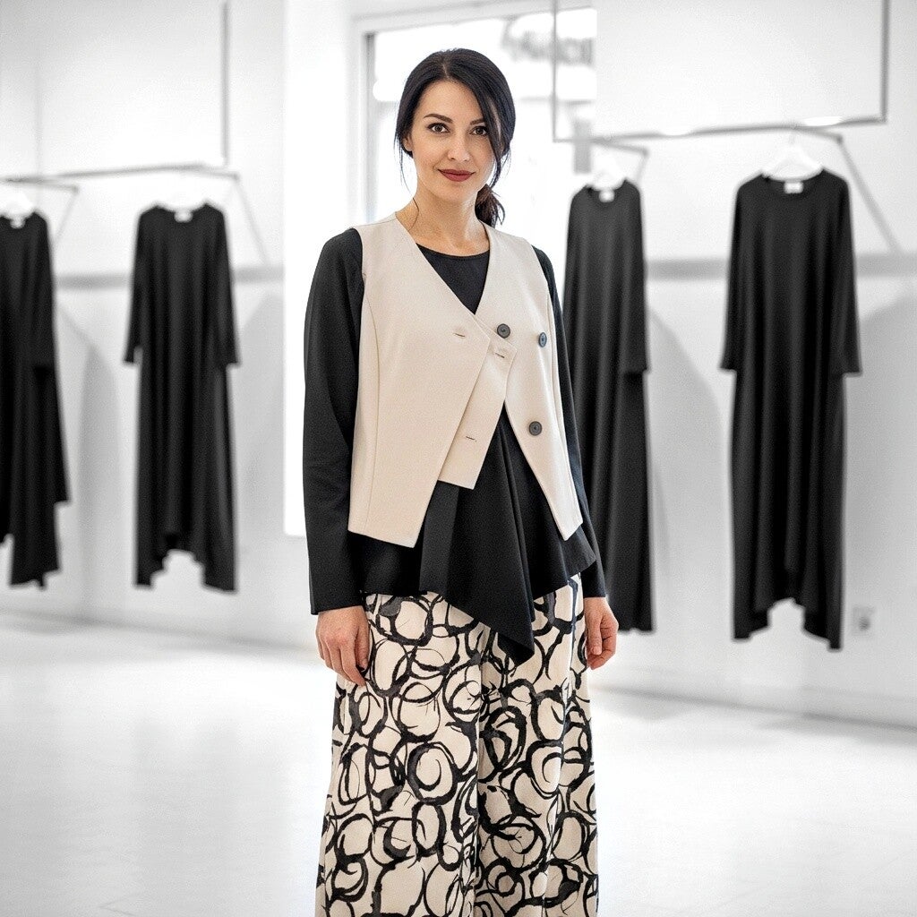 extravagante kurze Weste in sandfarben