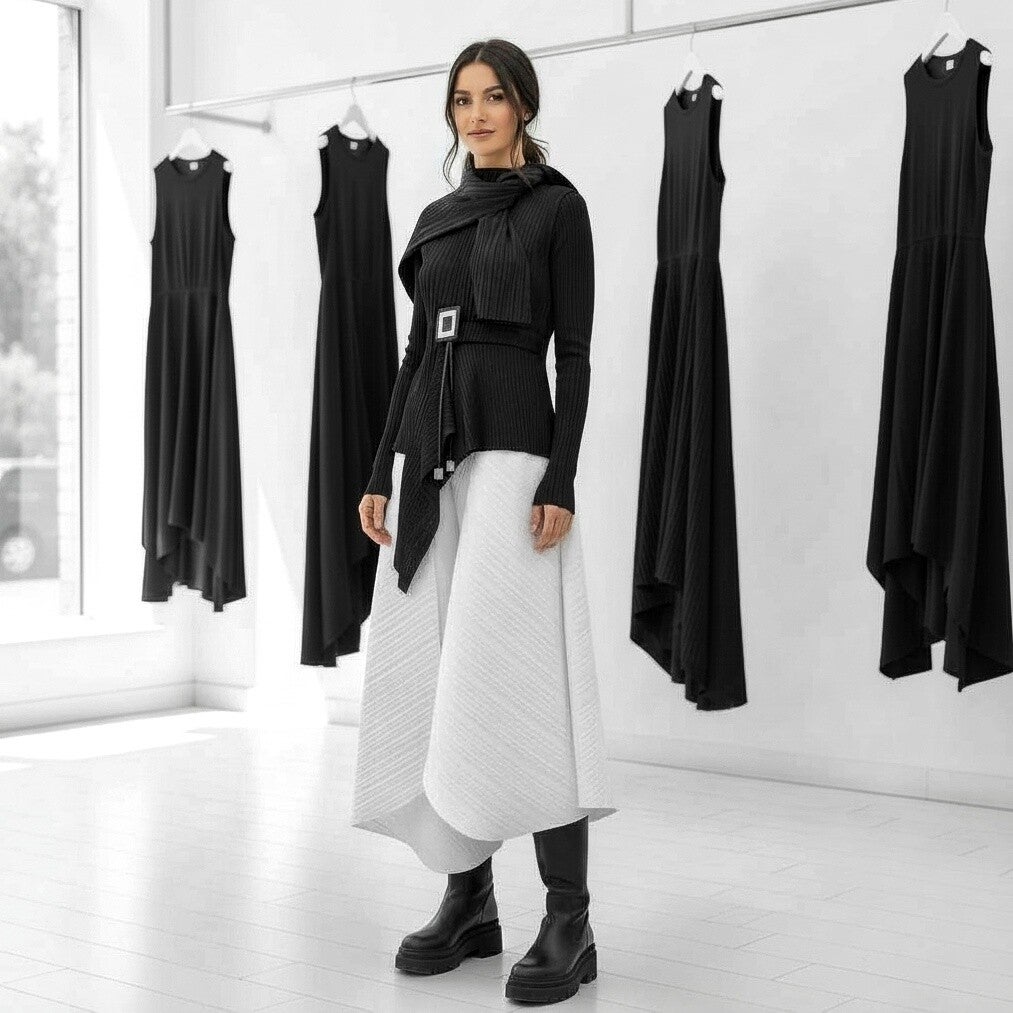 Plissee Hosenrock "Yokohama" mit Gummibund und weitem Bein in weiß