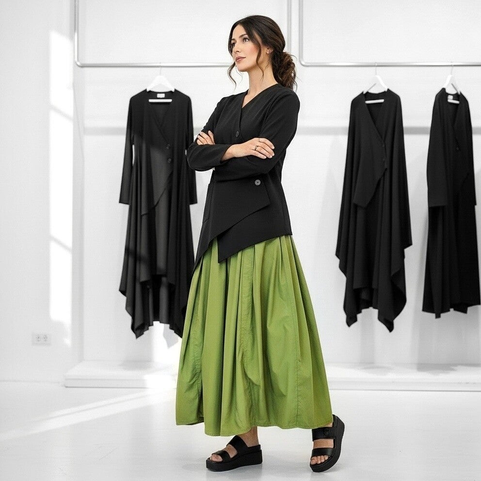 Baumwoll Rock "Haruki" in Tulpenform mit Gummibund in apfelgrün