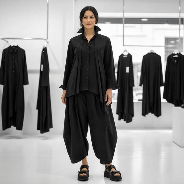 stylishe Hose in modischer Tulpenform mit Gummibund in schwarz