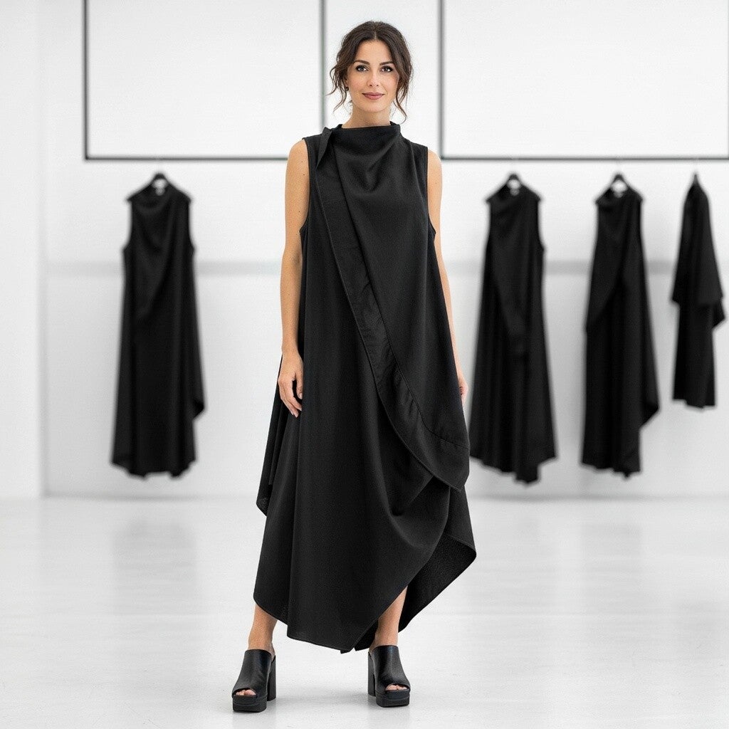 elegantes Kleid im Avantgarde Style in schwarz