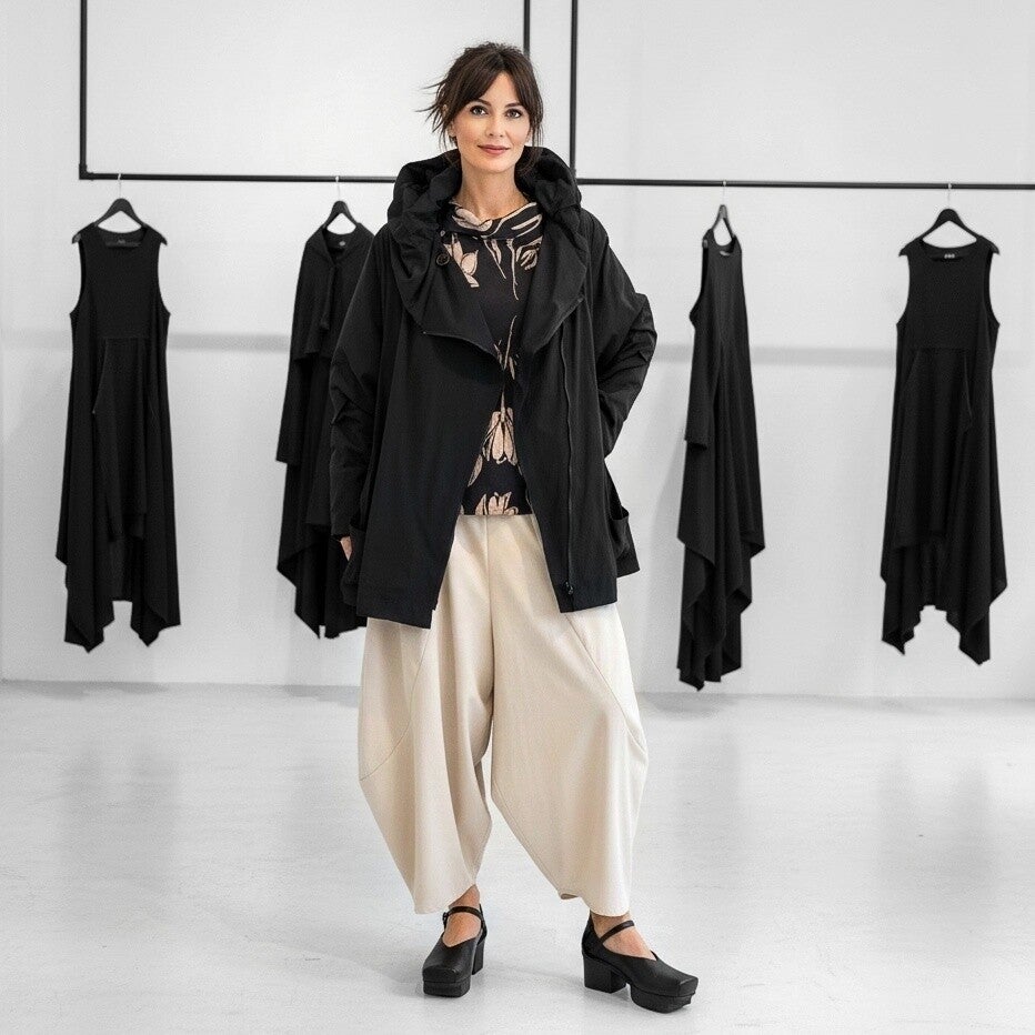 "Hopsack" Jacke mit leichtem Innenfutter in schwarz