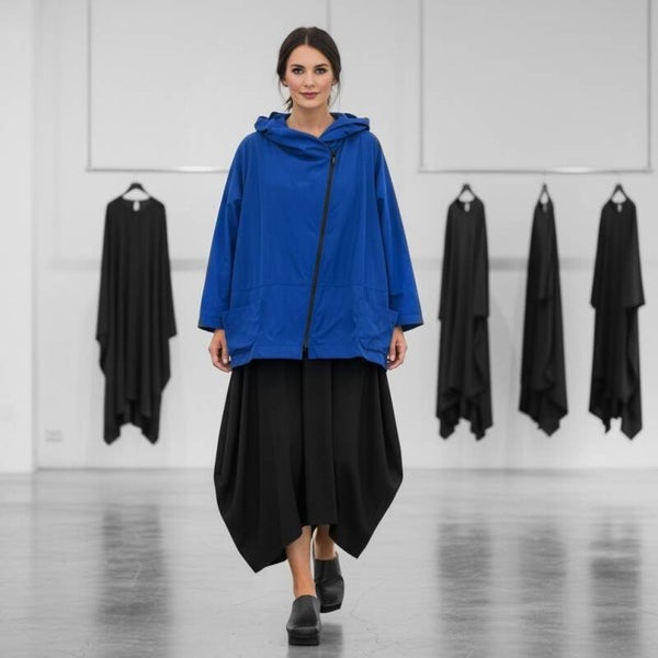 "Hopsack" Jacke mit leichtem Innenfutter in royalblau