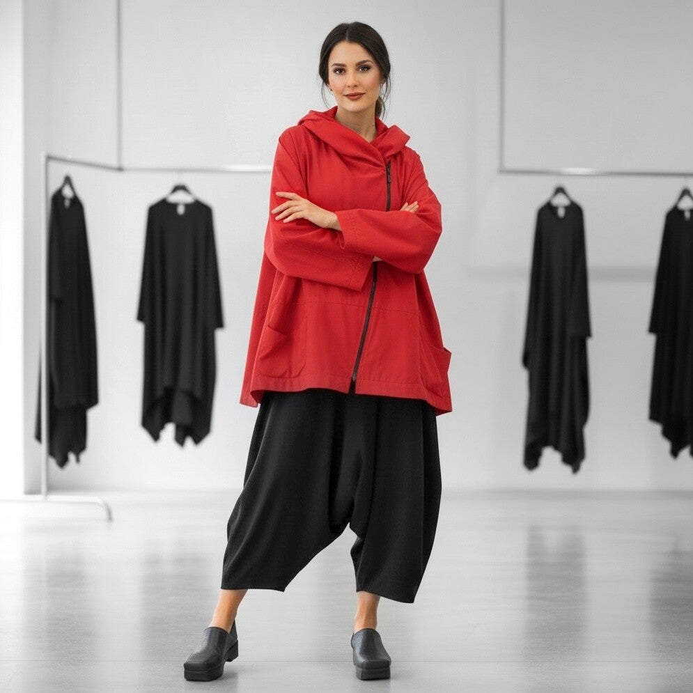 "Hopsack" Jacke mit leichtem Innenfutter in leuchtendem rot