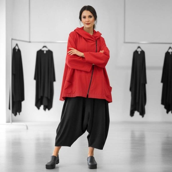 "Hopsack" Jacke mit leichtem Innenfutter in leuchtendem rot