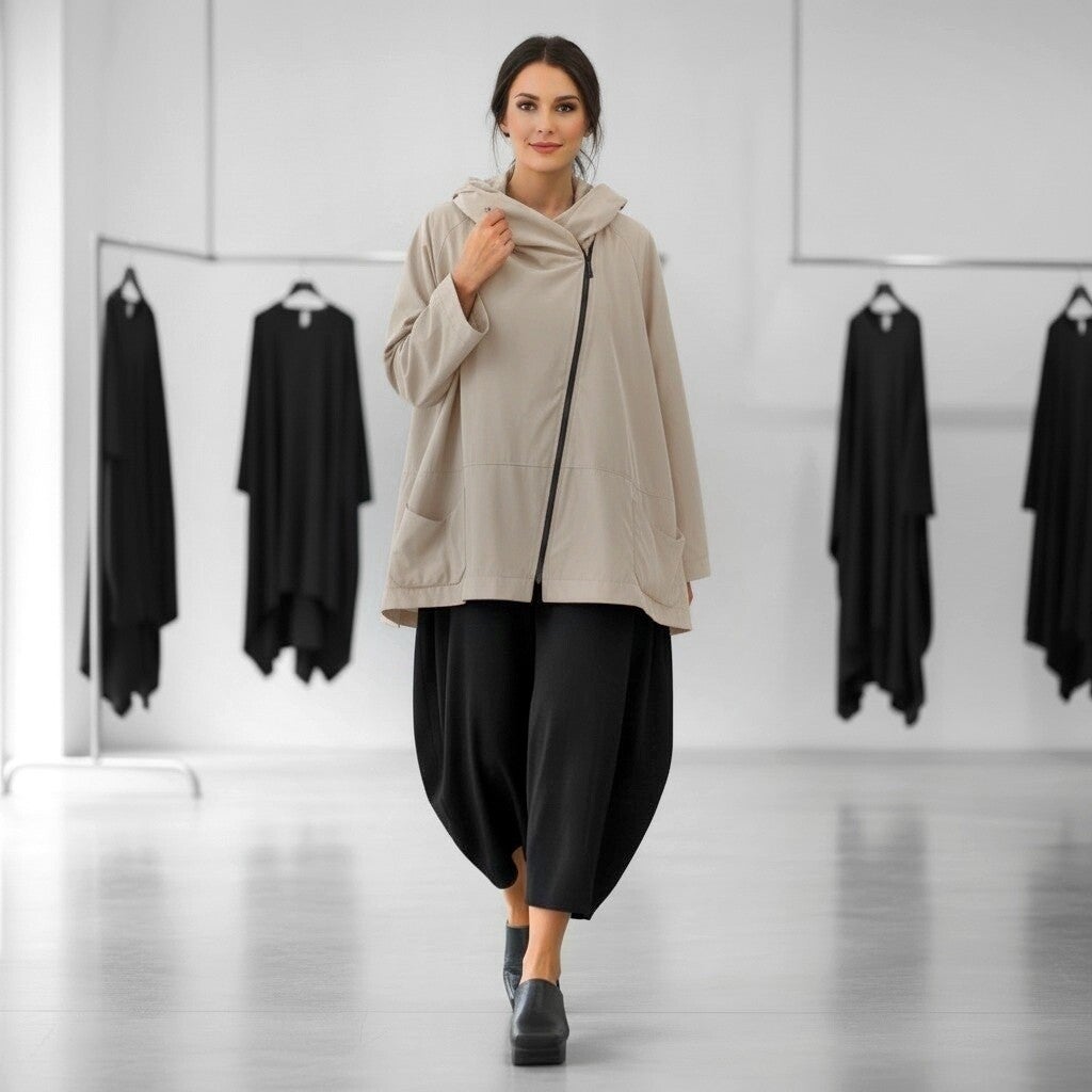 "Hopsack" Jacke mit leichtem Innenfutter in sandfarben