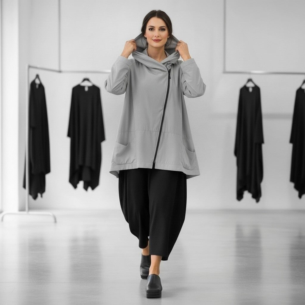 "Hopsack" Jacke mit leichtem Innenfutter in silbergrau