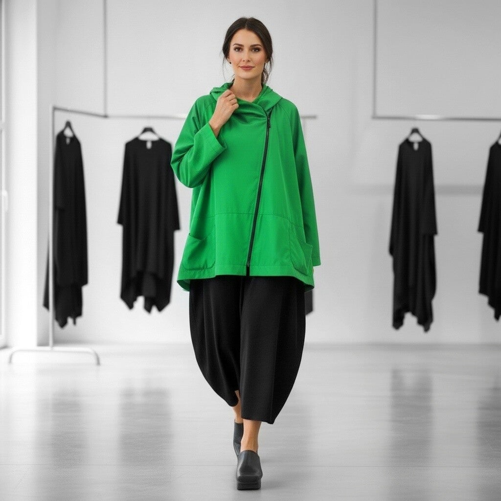 "Hopsack" Jacke mit leichtem Innenfutter in grasgrün