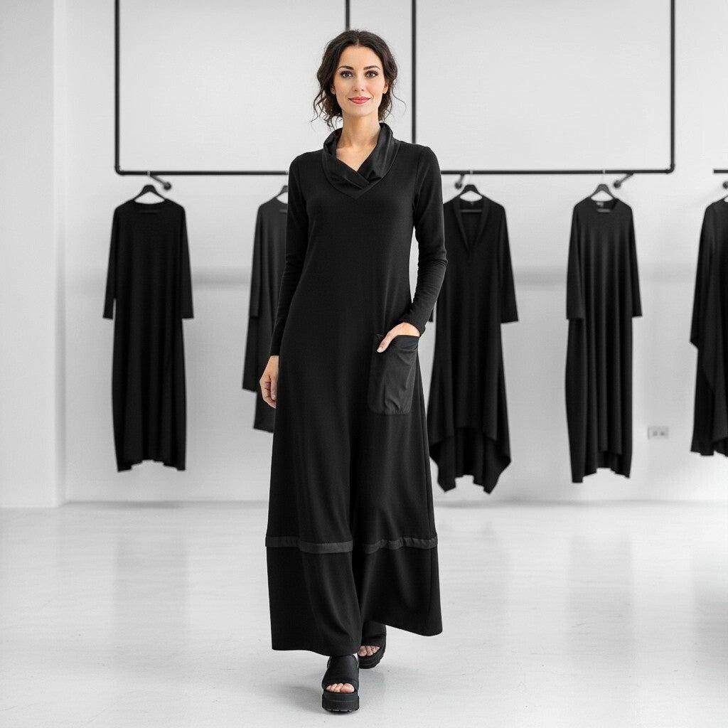 "Anastasia" Kleid in figurbetonter Tulpenform in schwarz