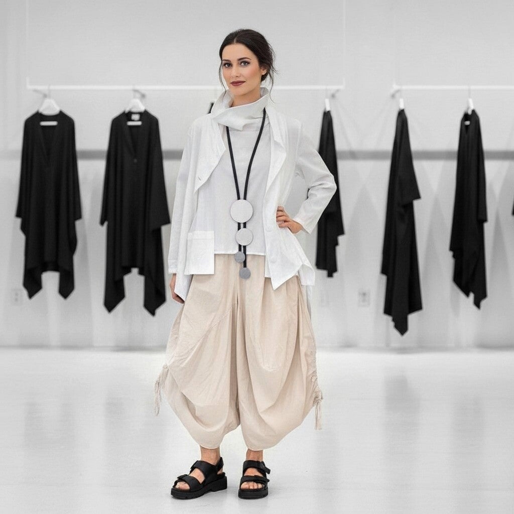 pfiffiger Hosenrock mit Raffbändchen in sandfarben