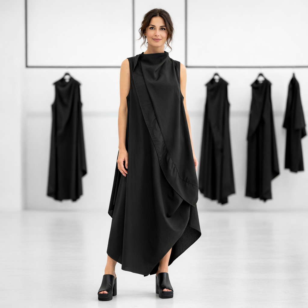 elegantes Kleid im Avantgarde Style in schwarz