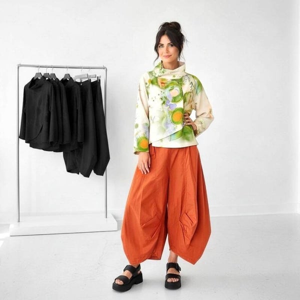 extravagante leichte Baumwoll-Hose "Yuki" in rostorange