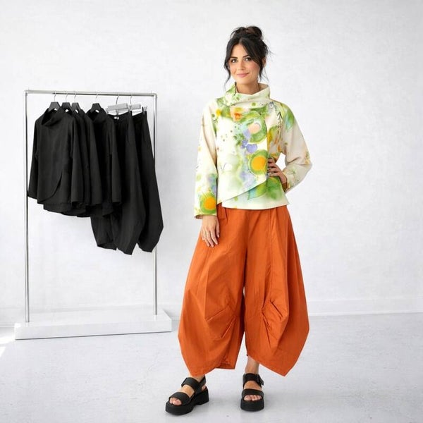 extravagante leichte Baumwoll-Hose "Yuki" in rostorange