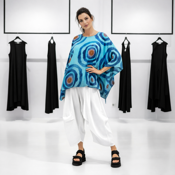 Plus-Size Oberteil in großzügiger Kastenform in multicolour aqua