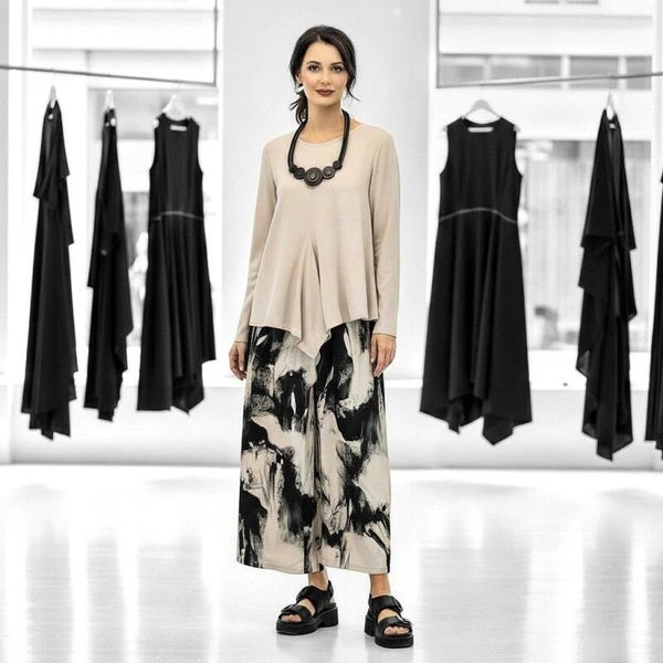 Palazzo Hose in Tulpenform mit Gummibund und weitem Bein