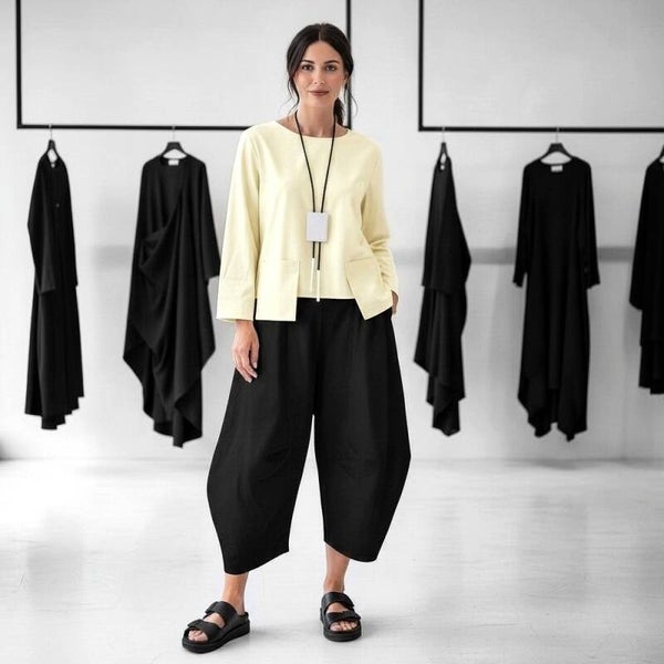 kurzes Oberteil mit pfiffigen Ziertaschen im Vorderbereich in gelb