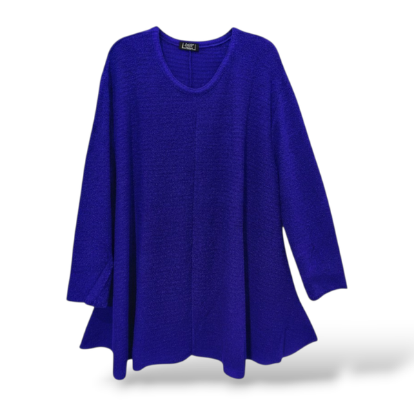 Bouclé-Strick Pulli in gemütlicher A-Linie in royalblau