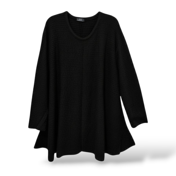 Bouclé-Strick Pulli in gemütlicher A-Linie in schwarz