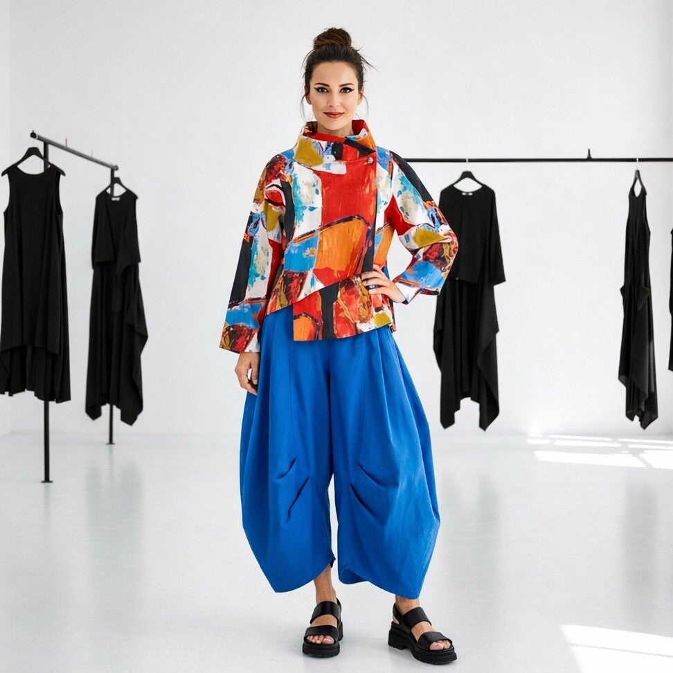 extravagante leichte Baumwoll-Hose "Yuki" royalblau